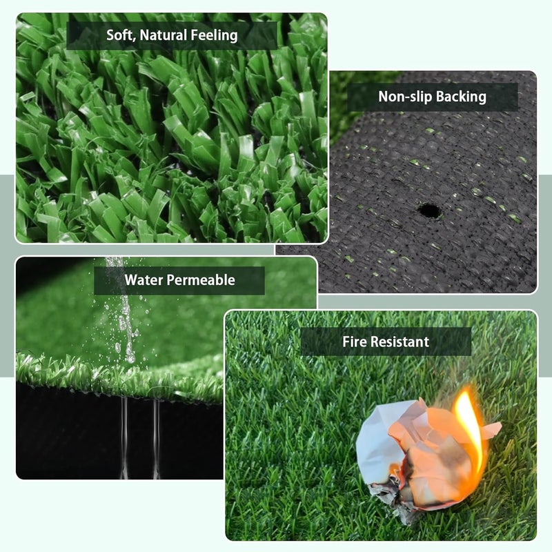 FREADEM Artificial Grass Rug, 4' x 6' Artificial Turf Fake Faux Grass Mat with Drainage Holes, Indoor Outdoor Synthetic Turfs for Garden Lawn Landscape Entryway Balcony Decoration - Image 2